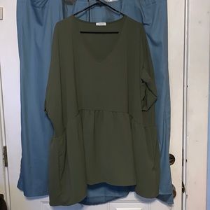 Olive Green Flowy Top